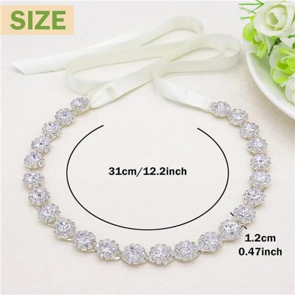 Crystal Wedding Headband Bridal Headpiece Rhinestone Bridal Hair Accessories - Picture 5 of 7